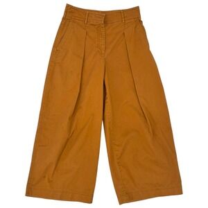 Aritzia Babaton 6 Cropped Wide Leg Pants Camel Brown High Rise Workwear